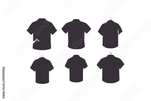 mens short sleeve shirts fashion flat sketch vector illustration