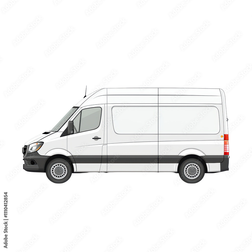 Naklejka premium detailed white delivery van with sleek design and spacious cargo area, ideal for transporting goods efficiently. isolated on transparent background