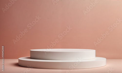 pink white stone Empty mockup product display 3d background podium for beauty or cosmetic products sunny