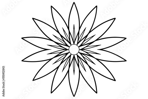 A simple Flower Burst line art vector white background