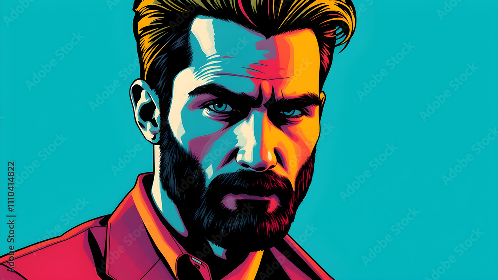 Pop. art cartoon handsome man. generative AI Pop. art cartoon handsome man. generative AI