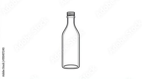 Outline Drawing of a Clear Glass Bottle with Screw Cap Design