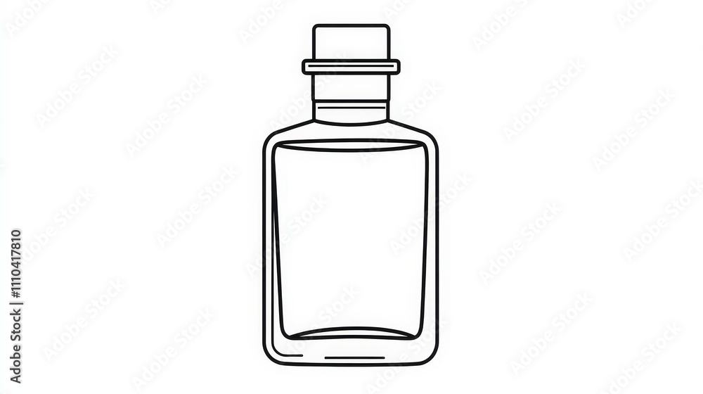 Minimalistic Outline of an Empty Glass Bottle with Stopper Design Minimalistic Outline of an Empty Glass Bottle with Stopper Design