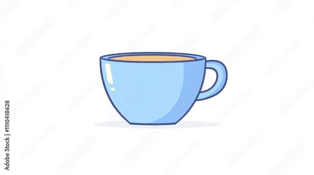 Blue Cup with Warm Drink on White Background for Cozy Atmosphere Blue Cup with Warm Drink on White Background for Cozy Atmosphere