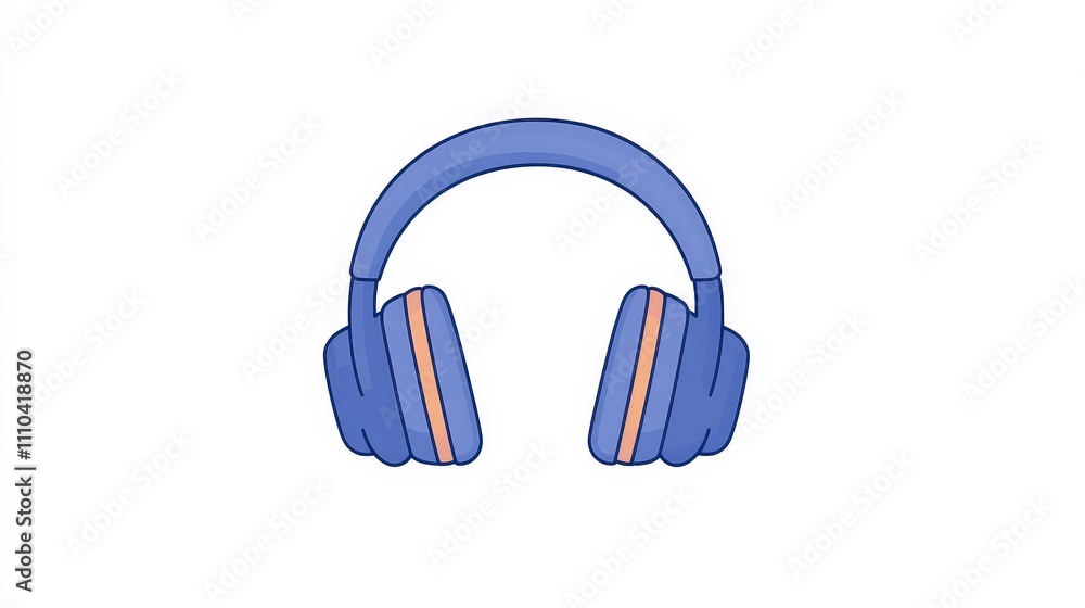 Blue and Orange Headphones on White Background for Music Lovers Blue and Orange Headphones on White Background for Music Lovers