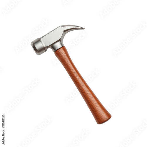 sturdy hammer with smooth wooden handle and metallic head, perfect for various construction tasks. isolated on transparent background photo