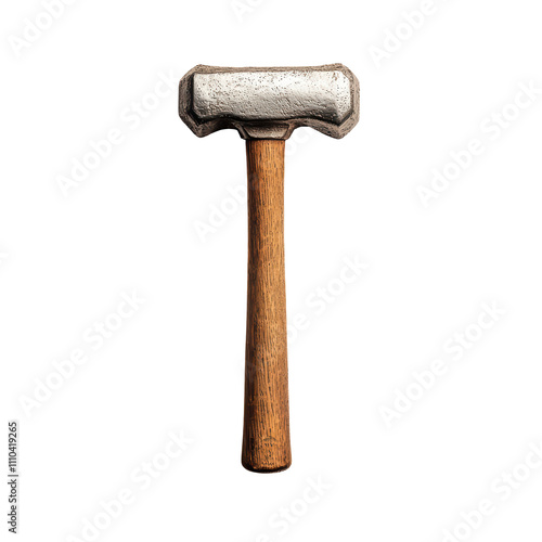 sturdy wooden mallet with textured stone head, ideal for various tasks. This tool combines durability and functionality for effective use. isolated on transparent background photo