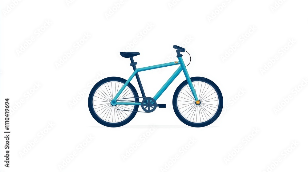 Stylish Blue Bicycle Graphic on Clean White Background Stylish Blue Bicycle Graphic on Clean White Background