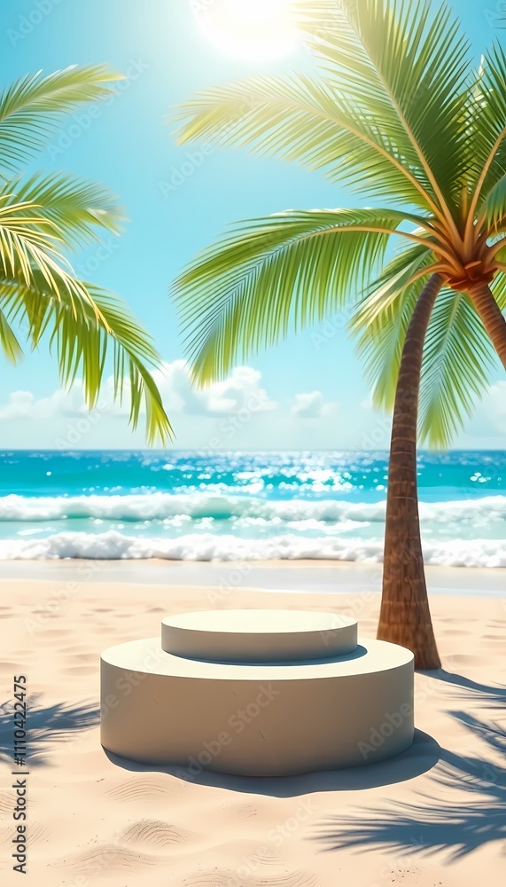 3D Tropical Beach Scene for Product Display 3D Tropical Beach Scene for Product Display