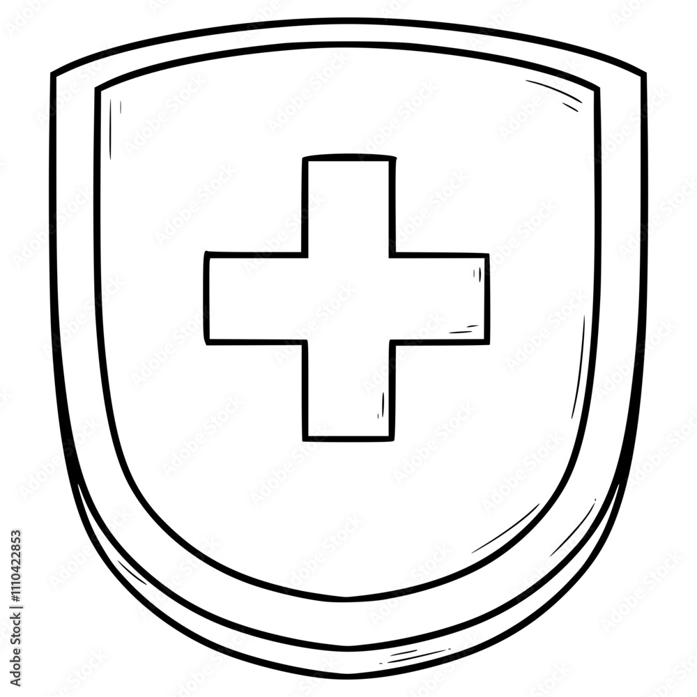 Obraz premium medical shield illustration hand drawn outline vector