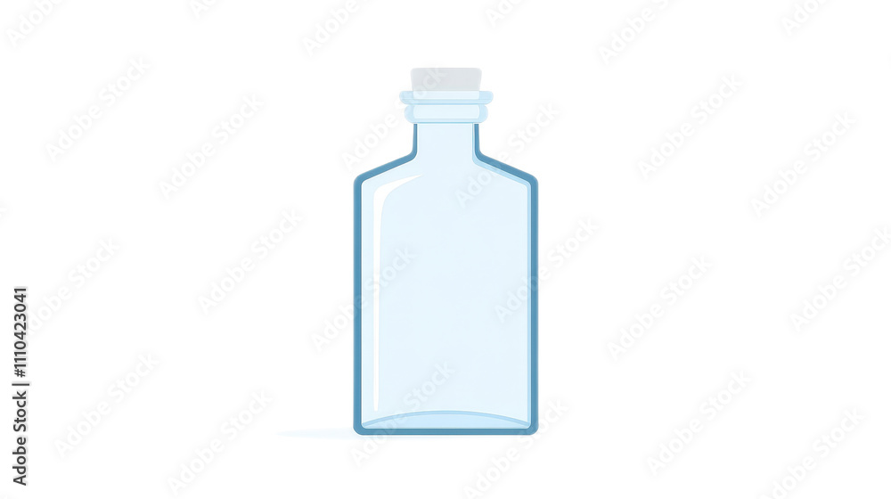 Transparent Glass Bottle on a White Background for Mockup Use Transparent Glass Bottle on a White Background for Mockup Use