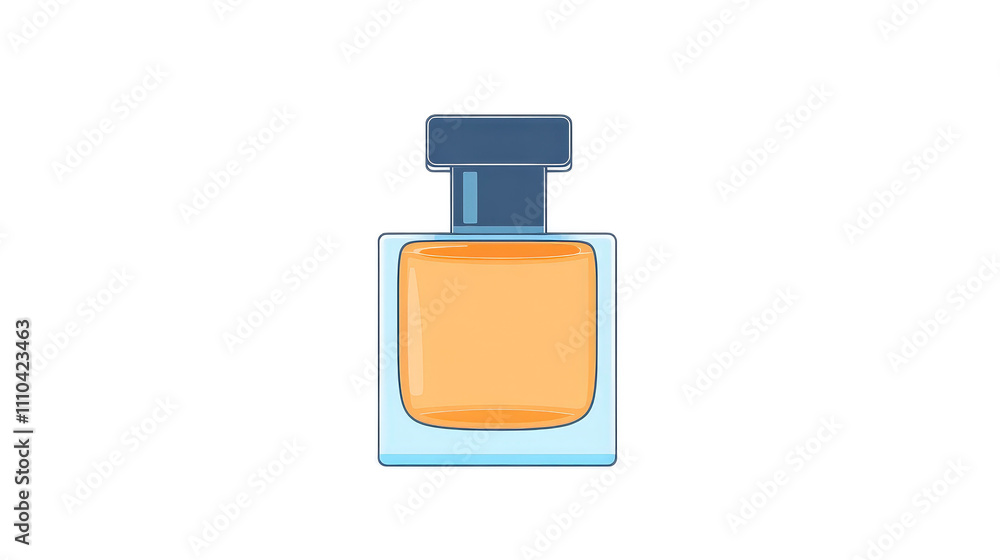 Simple Glass Bottle with Orange Liquid and Blue Cap Illustrations Simple Glass Bottle with Orange Liquid and Blue Cap Illustrations