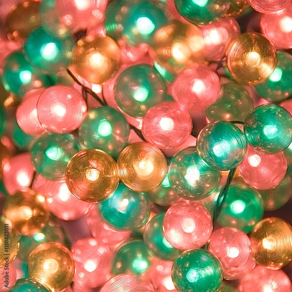 Colorful illuminated round bulbs strung together. Colorful illuminated round bulbs strung together.