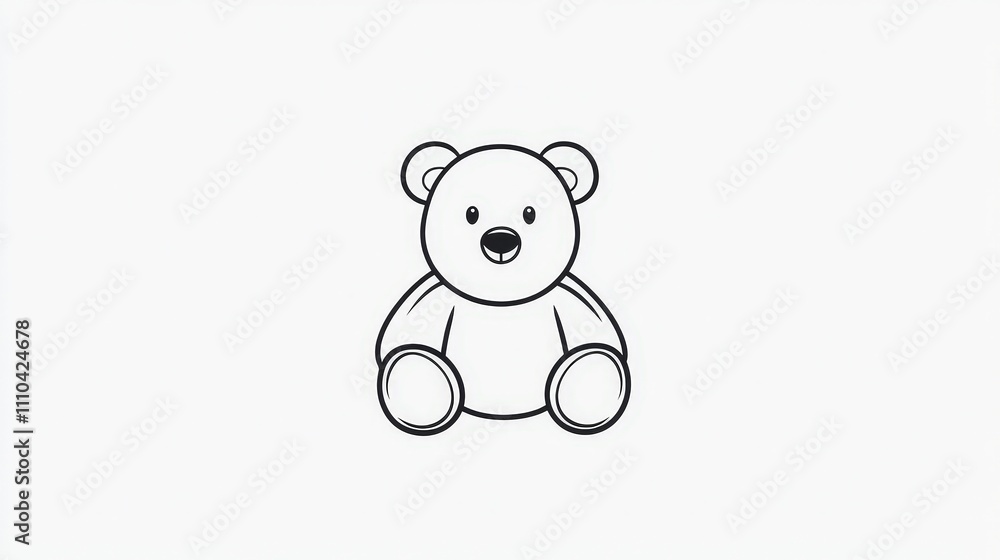 Cute and Simple Outline of a Teddy Bear in Minimalist Style Cute and Simple Outline of a Teddy Bear in Minimalist Style