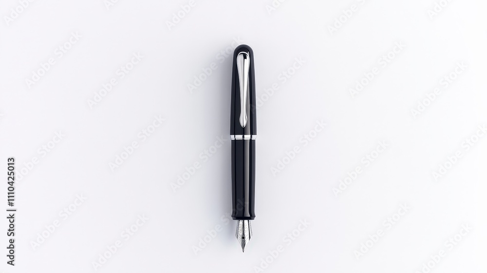 Elegant Black Fountain Pen Isolated on Clean White Background Elegant Black Fountain Pen Isolated on Clean White Background