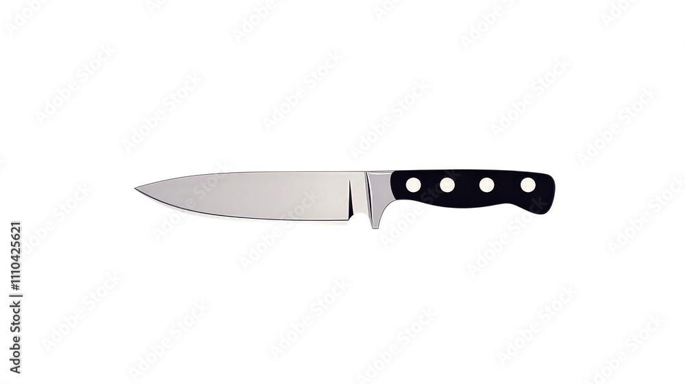 Sharp Kitchen Knife with Black Handle and Silver Blade Design Sharp Kitchen Knife with Black Handle and Silver Blade Design