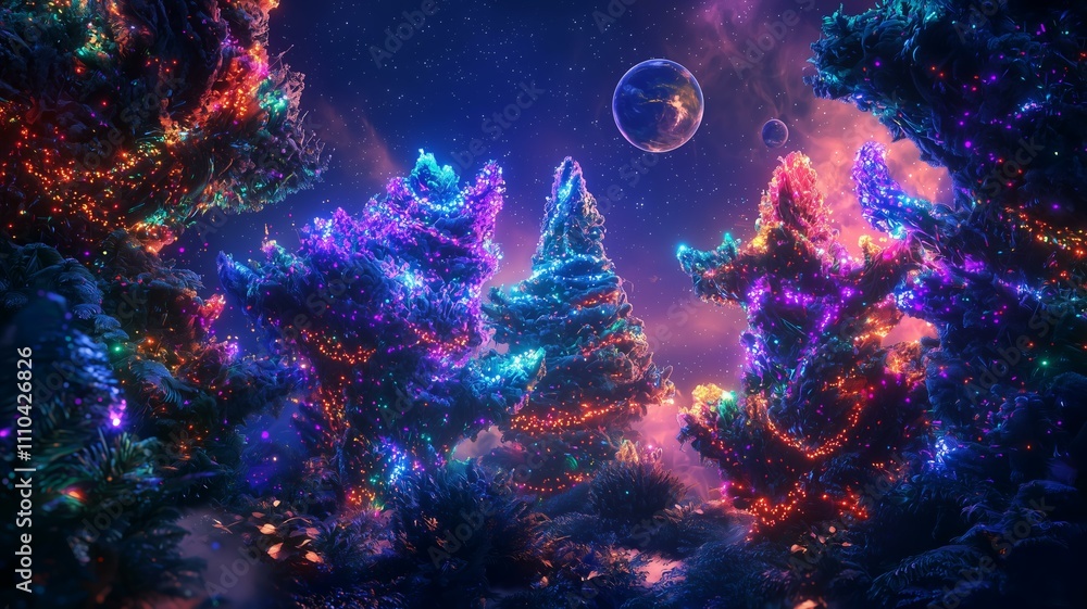 Fototapeta premium 非現実的で夢のような幻想的な世界_クリスマスツリー