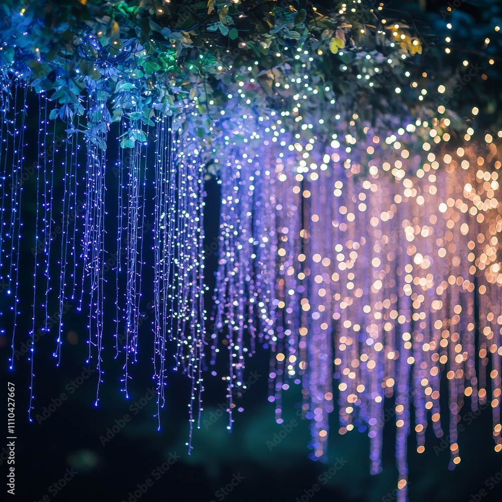 Sparkling LED Lights Cascading in the Night Sparkling LED Lights Cascading in the Night