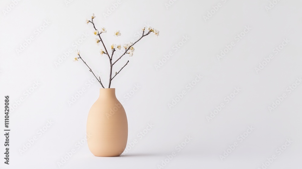 Elegant Minimalist Vase with Delicate Branches and Blossoms Elegant Minimalist Vase with Delicate Branches and Blossoms