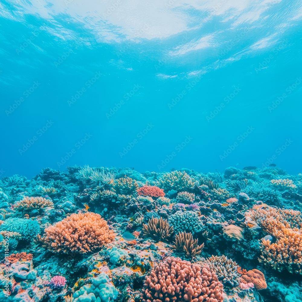 Fototapeta premium Vibrant underwater coral reef scene.