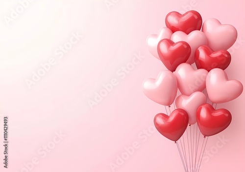 Wallpaper Mural Vector illustration of a Happy Valentine's Day background with pink and red heart-shaped balloons on a pastel color gradient.  Torontodigital.ca