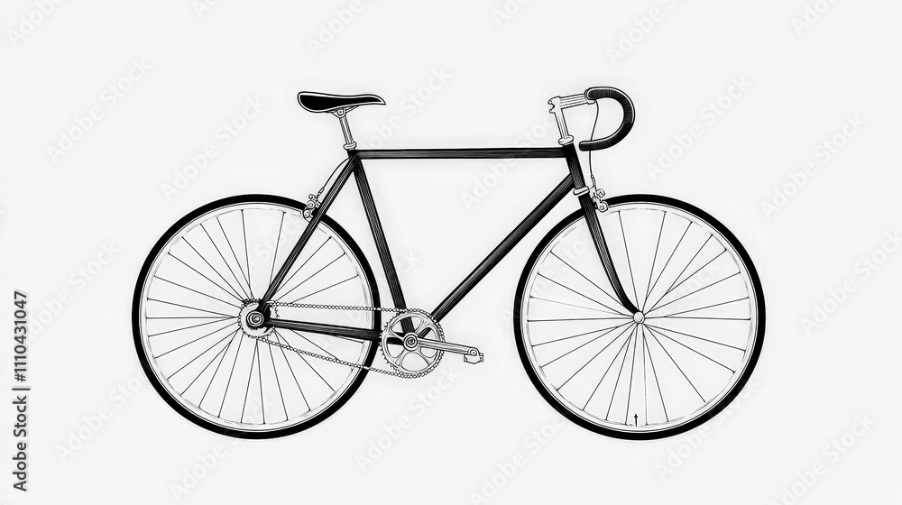Classic Minimalist Bicycle Illustration on White Background Classic Minimalist Bicycle Illustration on White Background