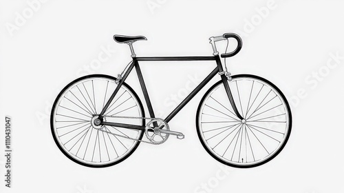 Classic Minimalist Bicycle Illustration on White Background