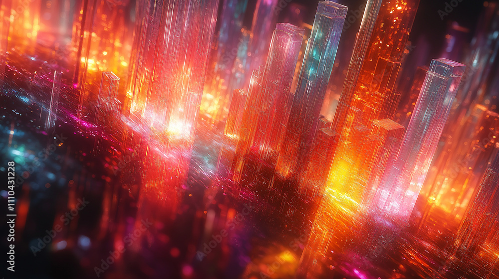 Wallpaper with neon lights and a glowing digital data stream Wallpaper with neon lights and a glowing digital data stream