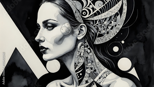 Psychedelische Abstraktion Nachlässige Gedanken des Modells 16х9. Hintergrund für das Design 3.