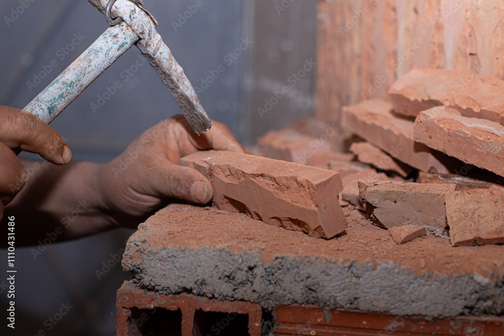 Close-Up of Hands in Masonry Work