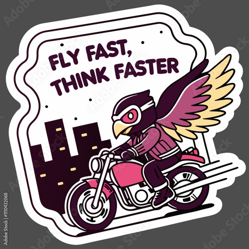 motorcycle racing emblem, a person on a motorcycle with wings like fast fast fast