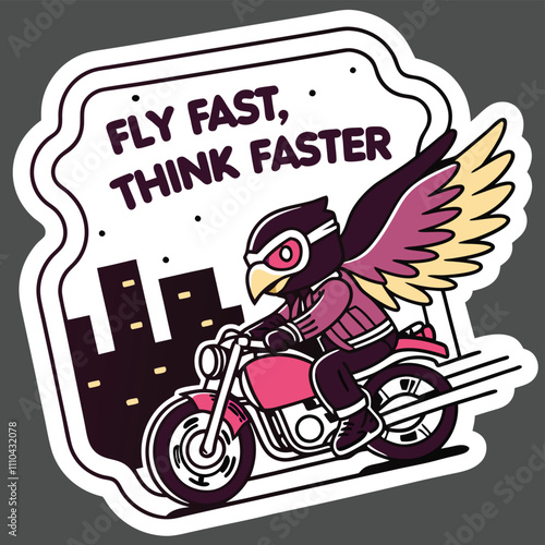 Adobe Illustrator Artwork, a person on a motorcycle with wings like fast fast fast