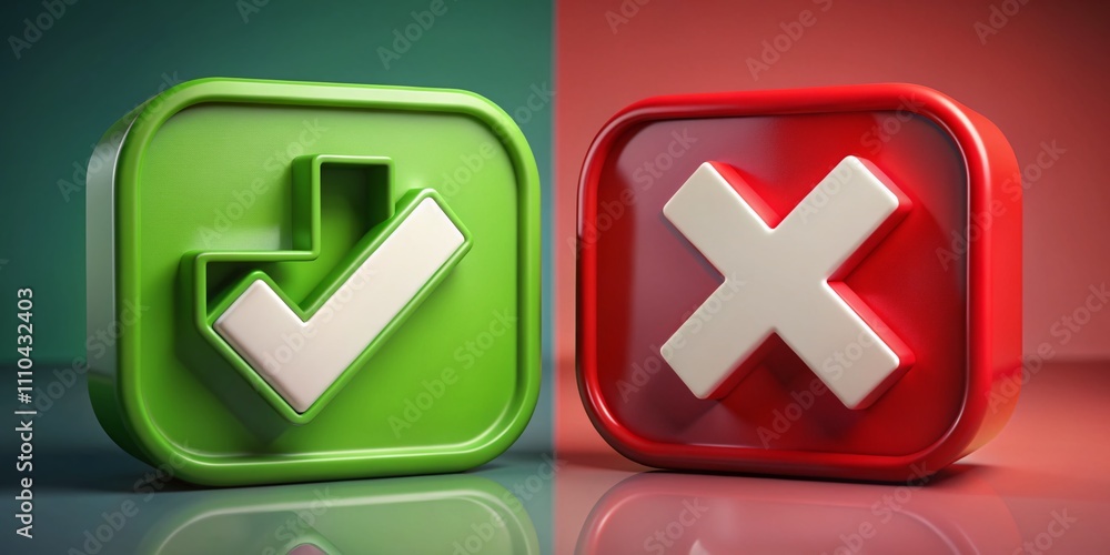 Vibrant Checkmark and Cross Symbols for Correct and Incorrect Decisions in Flat Design Style Vibrant Checkmark and Cross Symbols for Correct and Incorrect Decisions in Flat Design Style