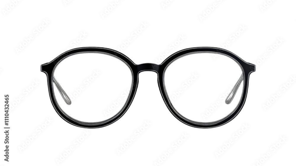 Stylish Round Black Eyeglasses on White Background for Fashion Use Stylish Round Black Eyeglasses on White Background for Fashion Use