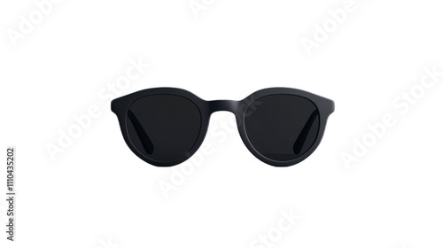 Stylish round black sunglasses on a neutral background