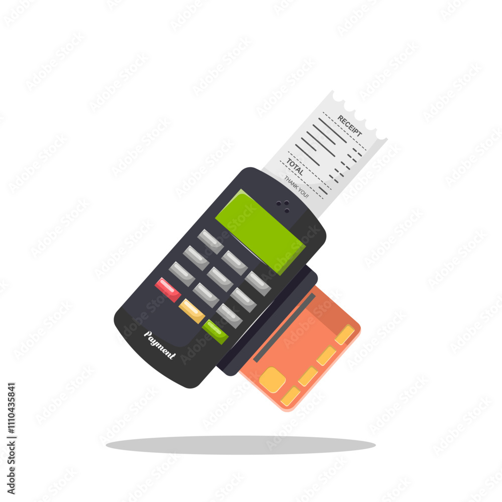 Flat illustration payment method with edc machine and receipt Flat illustration payment method with edc machine and receipt