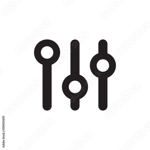 Equalizer icon with three lines and movable knobs for audio adjustment