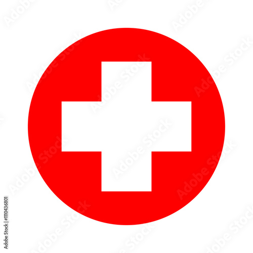 Red cross icon for medical aid or emergency