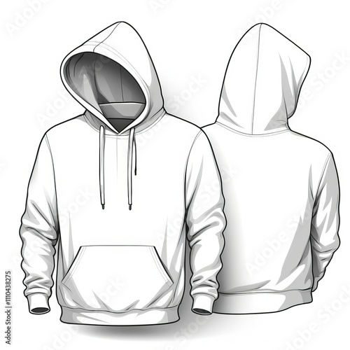 Black and white Hoodie, Blank Front and Back Side Mockup photo