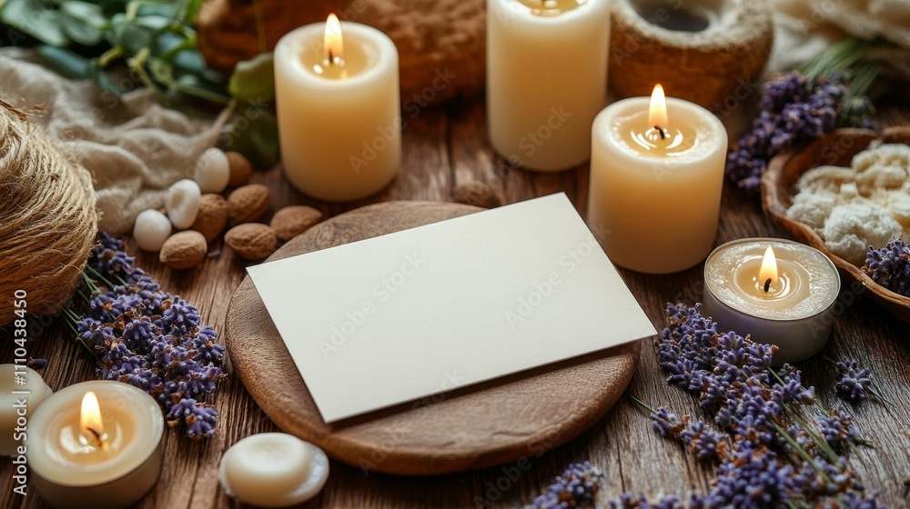 Blank business card surrounded by peaceful elements. Generative AI Blank business card surrounded by peaceful elements. Generative AI