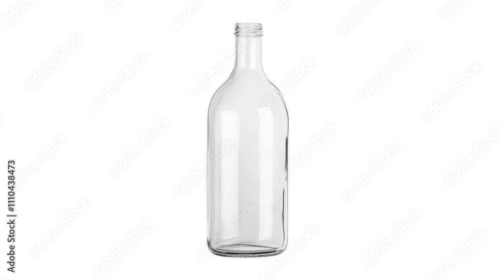 Clear Glass Bottle with a Simple Design and No Label Clear Glass Bottle with a Simple Design and No Label
