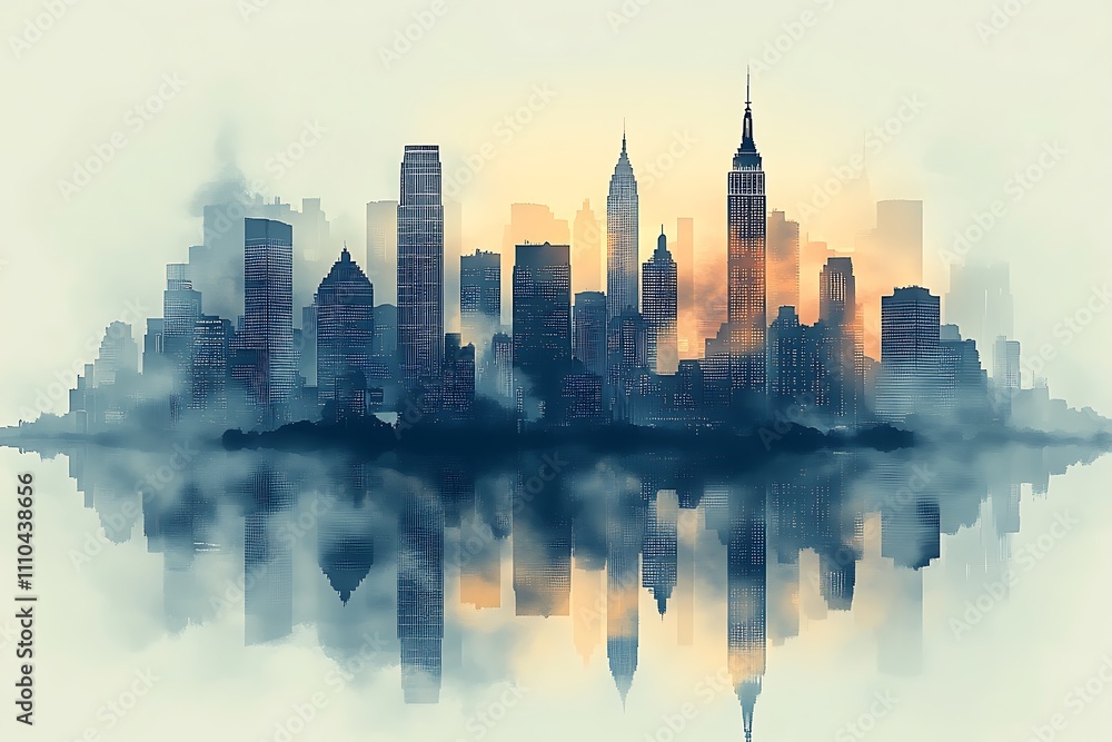 Obraz premium New York skyline. Travel and tourism background. Vector illustration