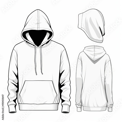 white Hoodie, Blank Front and Back Side Mockup photo