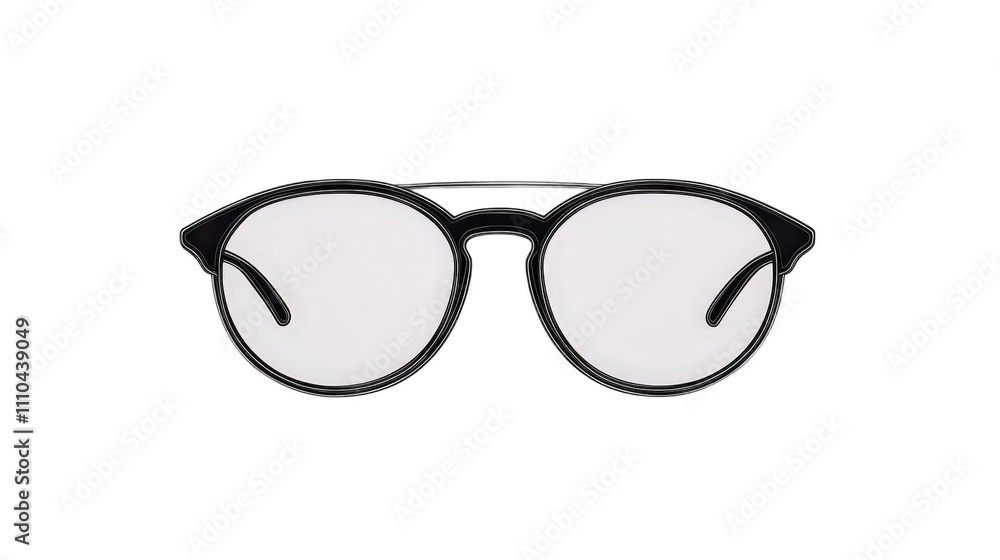 Stylish Black Cat Eye Glasses with Clear Lenses on White Background Stylish Black Cat Eye Glasses with Clear Lenses on White Background