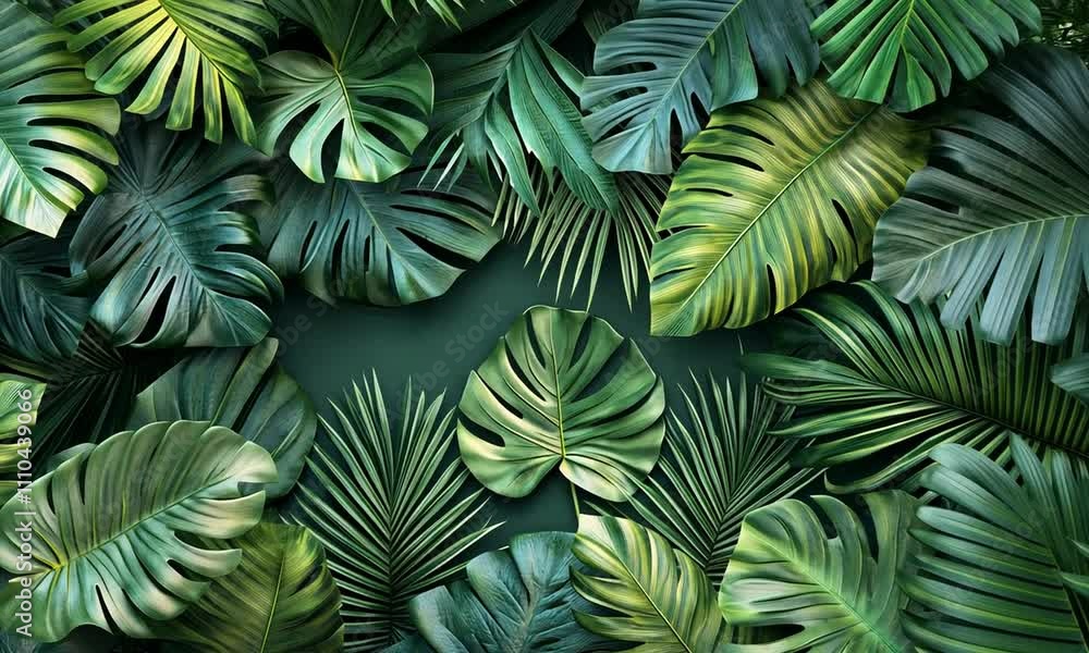 custom made wallpaper toronto digitalLush green leaves creating a vibrant natural backdrop.