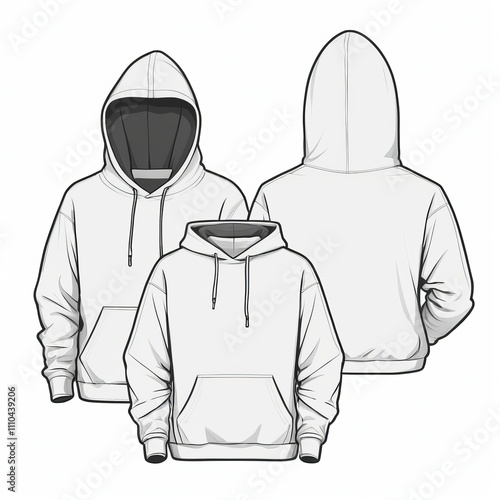 white Hoodie, Blank Front and Back Side Mockup photo