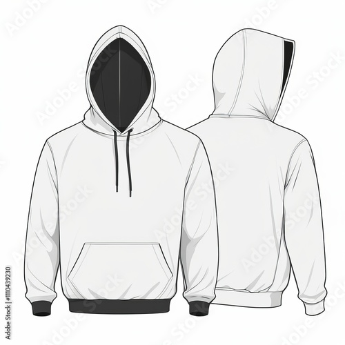 white Hoodie, Blank Front and Back Side Mockup photo