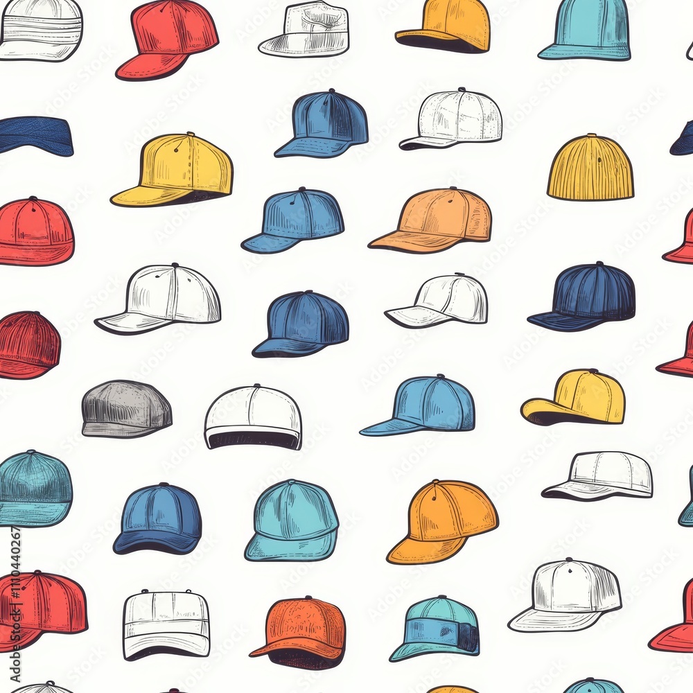 Colorful Baseball Cap Pattern Illustration Seamless pattern Colorful Baseball Cap Pattern Illustration Seamless pattern