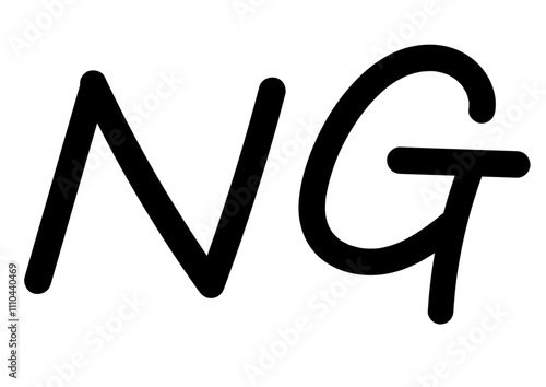 シンプルな手書きのNGの文字　黒
Simple handwritten NG letter black
