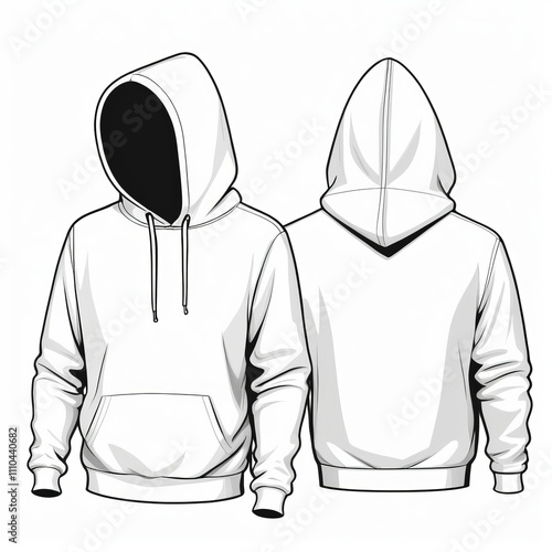 white Hoodie, Blank Front and Back Side Mockup photo